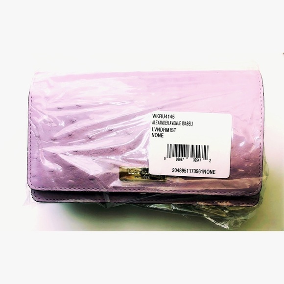 Kate Spade Purple Leather Ostrich Embossed Foldover Crossbody Wallet Handbag New - Picture 9 of 12